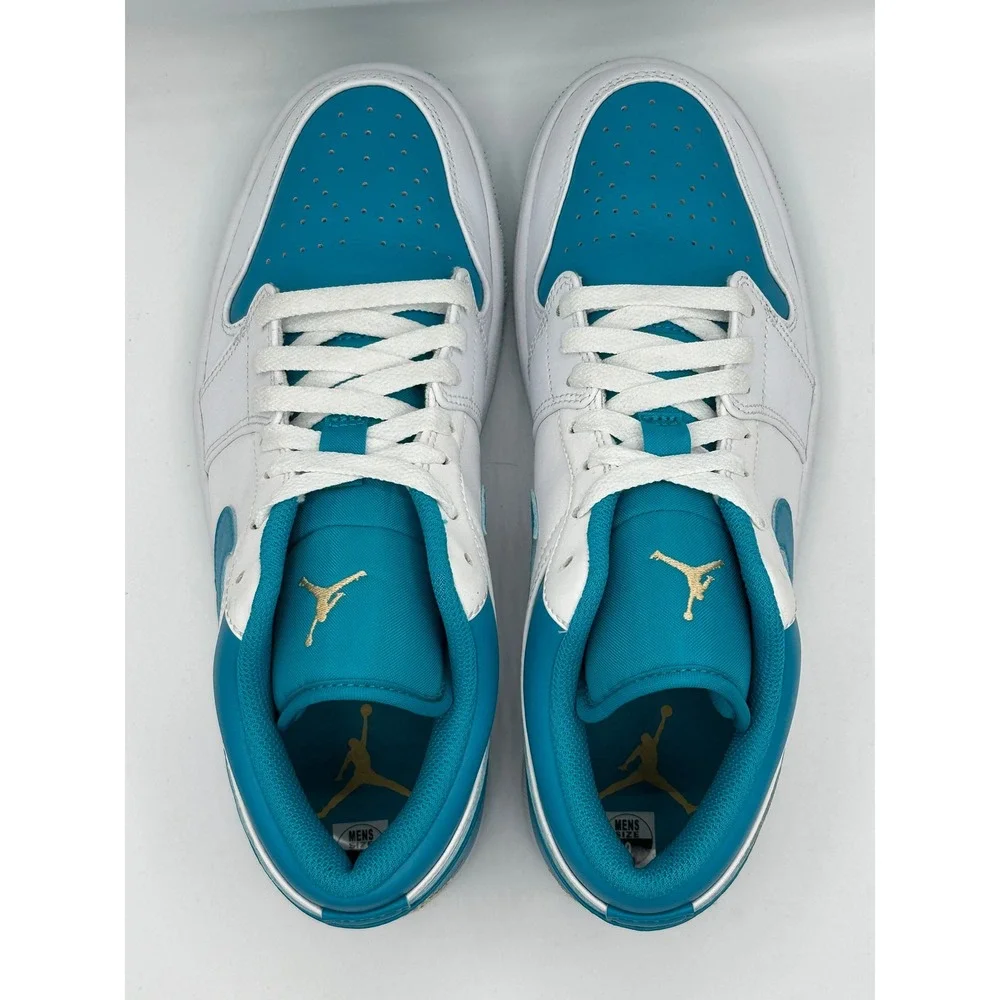 Nike Air Jordan 1 Low Aquatone Celestial Gold White Mens 9